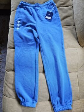 Roller Rabbit By Target Bright Blue Fleece Joggers with Heart Graphic